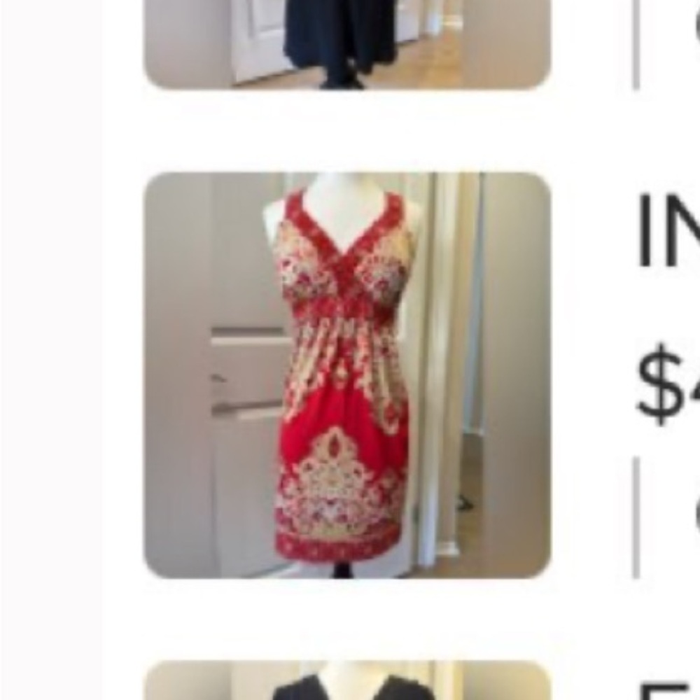 INC International Concepts Red and Cream Mini Dress